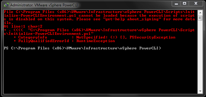 VMware vSphere PowerCli The Execution Of Scripts is Disabled On This ...