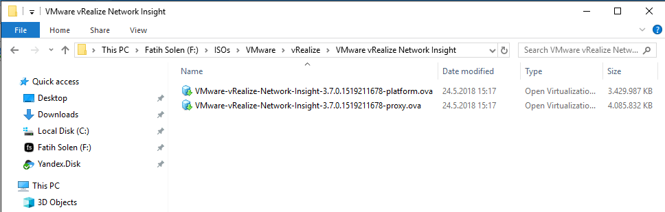 VMware vRealize Network Insight OVA